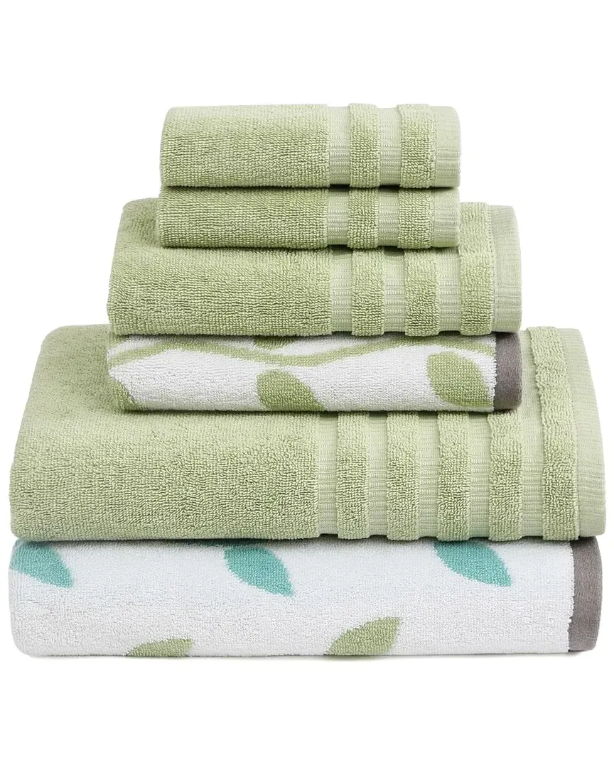 6pc Yarn Dyed Vines Towel Set - Sage Green, Cotton