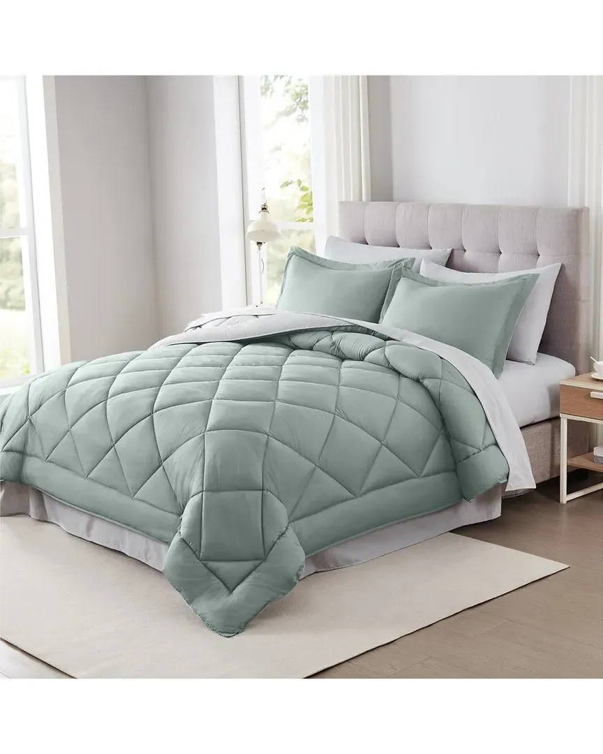 7-Piece Reversible Comforter Set - Dusty Sage, Microfiber image