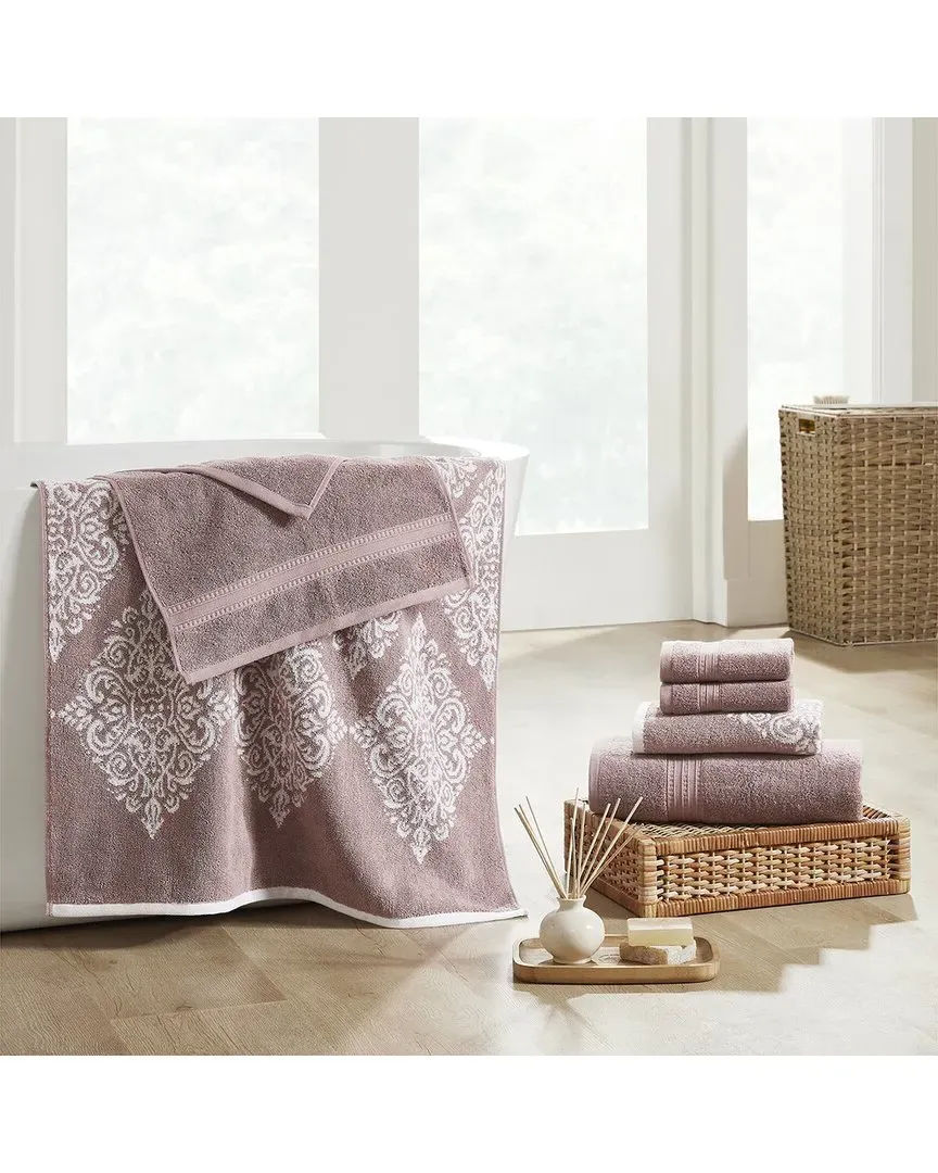 Artesia 6pc Reversible Yarn Dyed Jacquard Towel Set - Wood Rose image