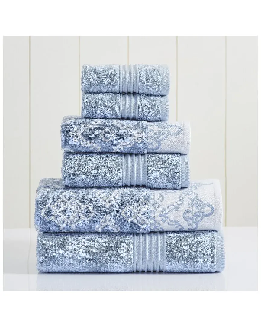Charlize 6-Piece Jacquard Towel Set - Blue, Cotton