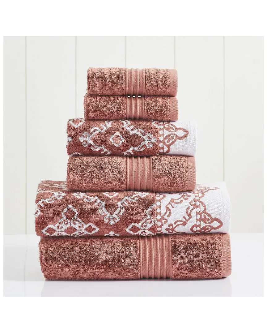 Charlize 6-Piece Jacquard Towel Set - Clay, Cotton