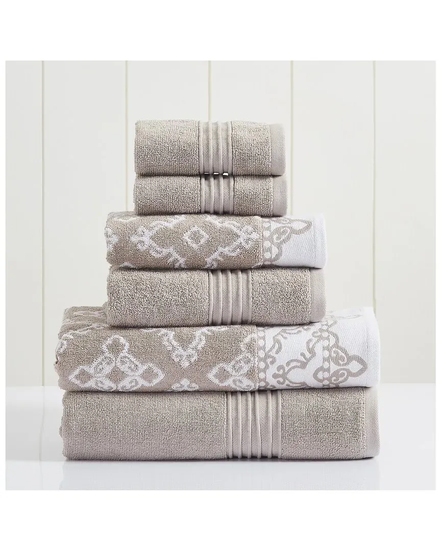 Charlize 6-Piece Jacquard Towel Set - Fawn, Cotton