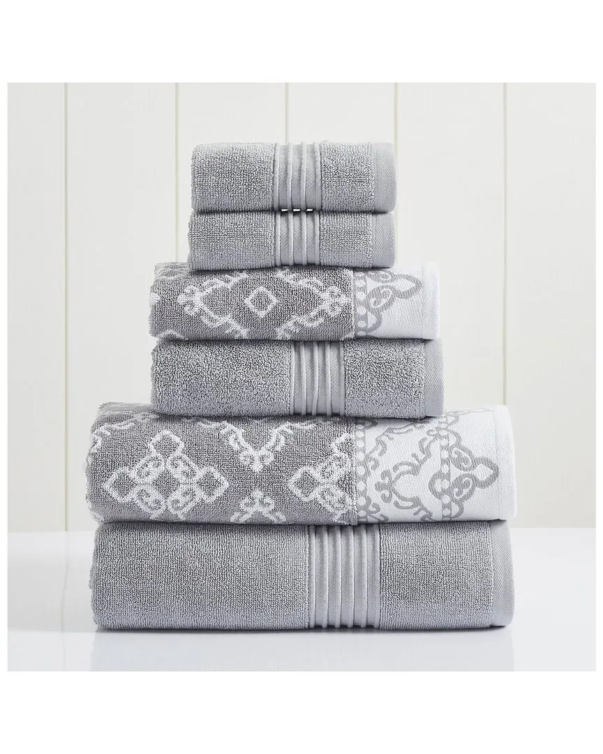 Charlize 6-Piece Jacquard Towel Set - Stone, Cotton