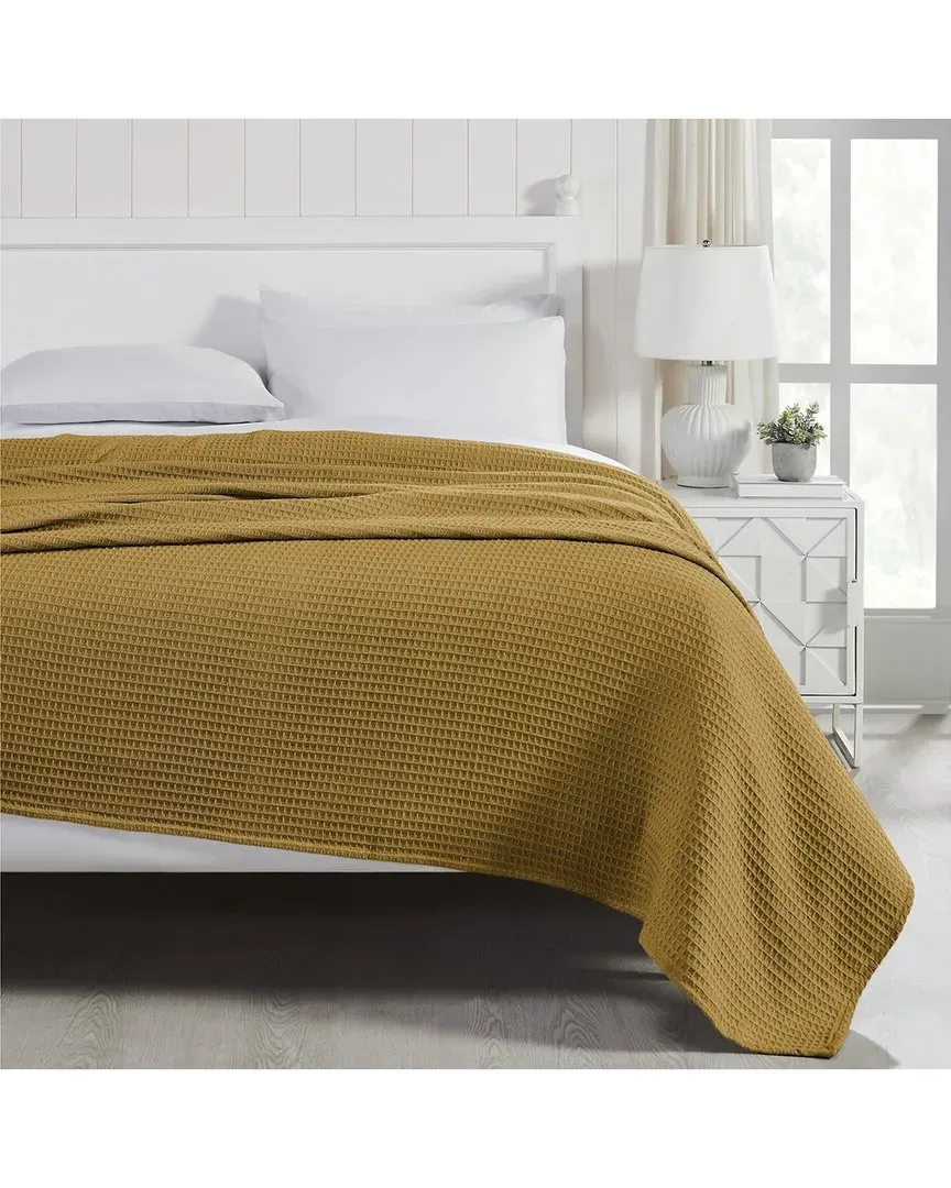 Cotton Waffle Thermal Blanket - Gold