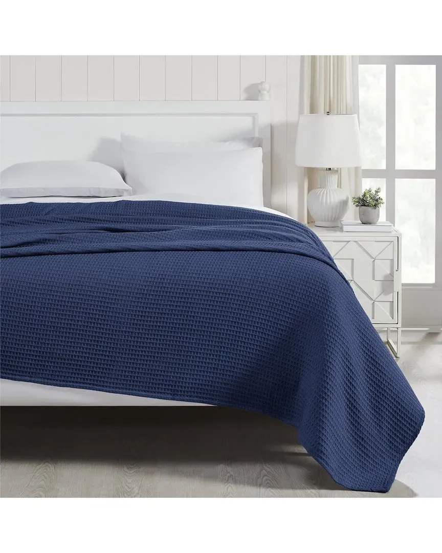 Cotton Waffle Thermal Blanket - Navy