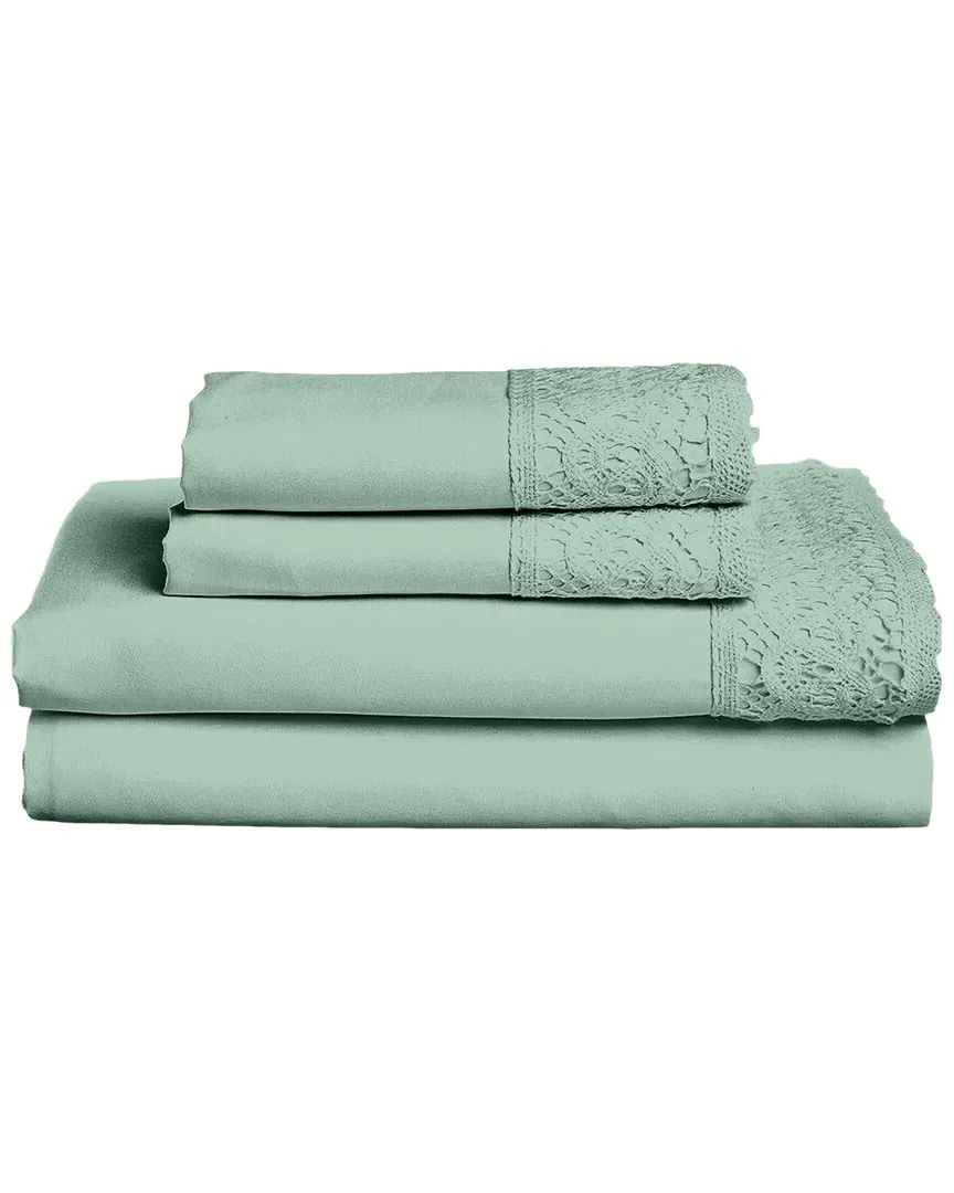 Crochet Lace Microfiber Sheet Set - Green