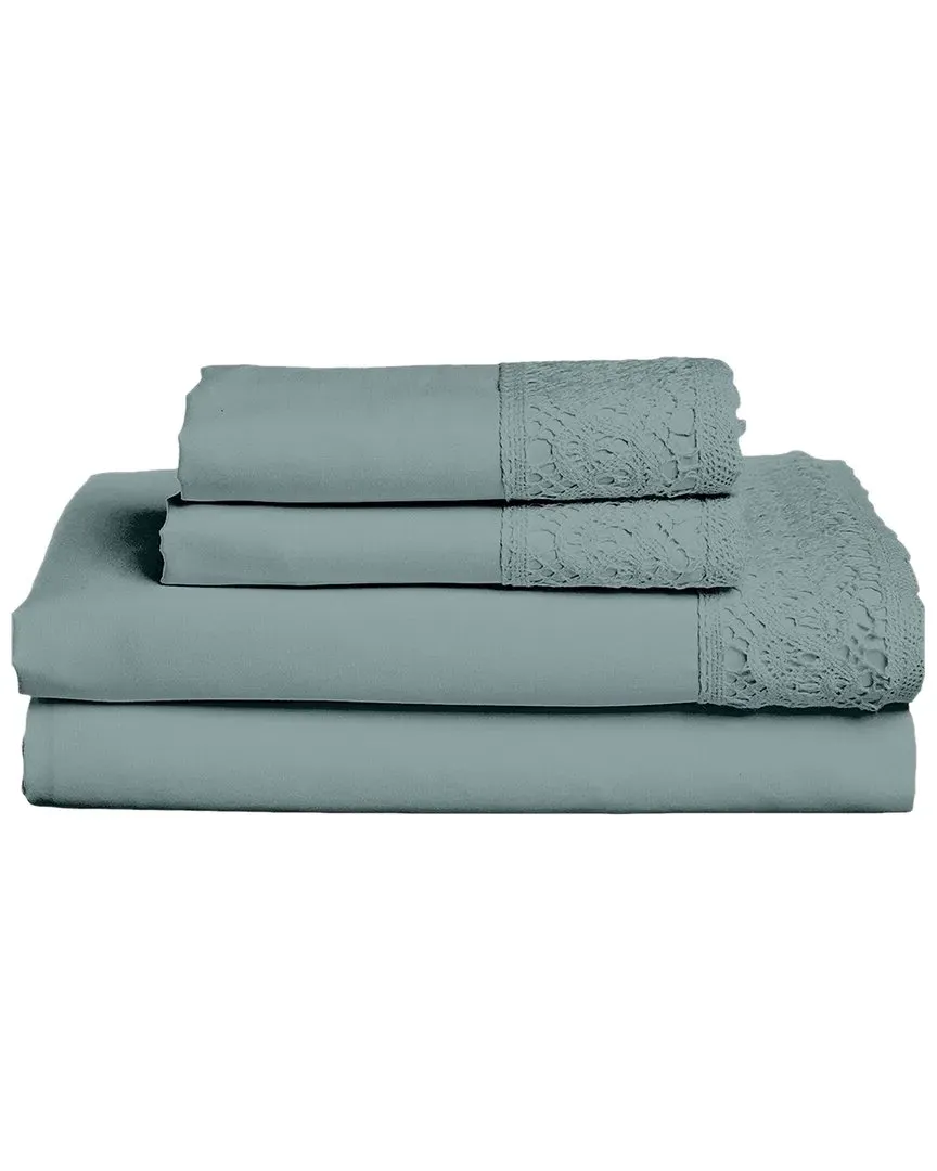 Crochet Lace Microfiber Sheet Set - Grey