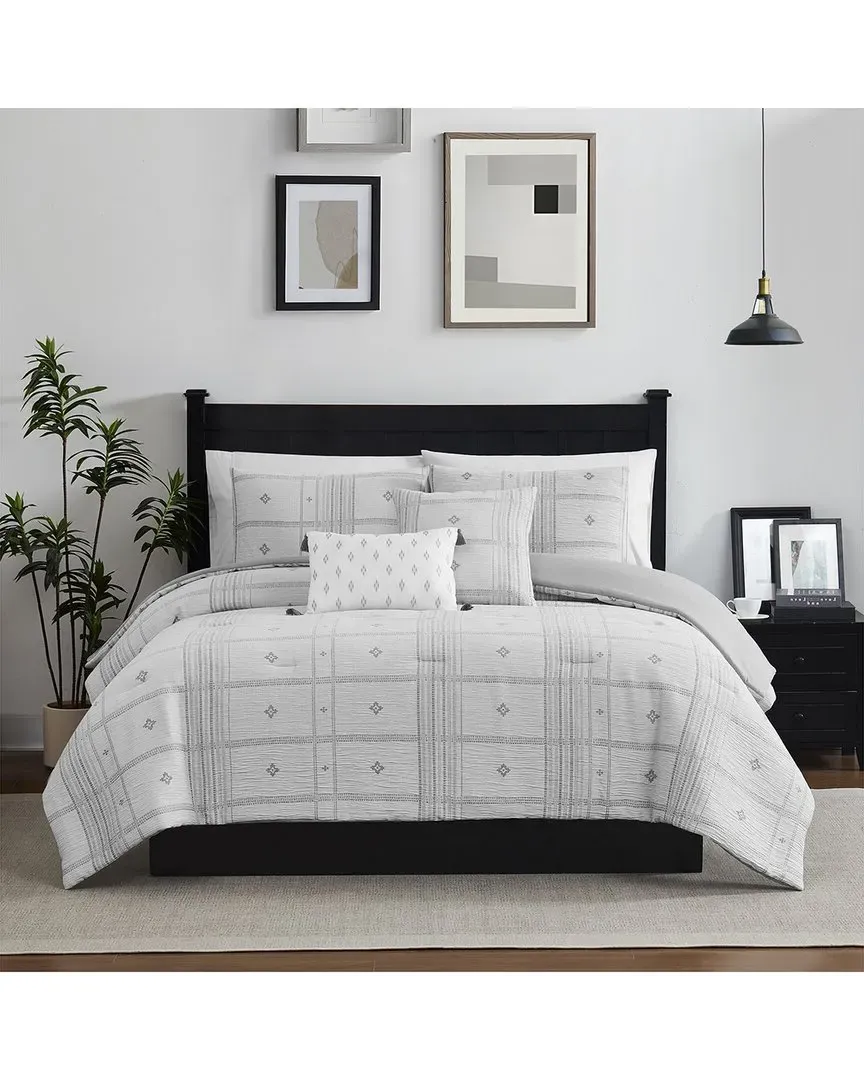 Elena Jacquard Comforter Set - Grey, Microfiber