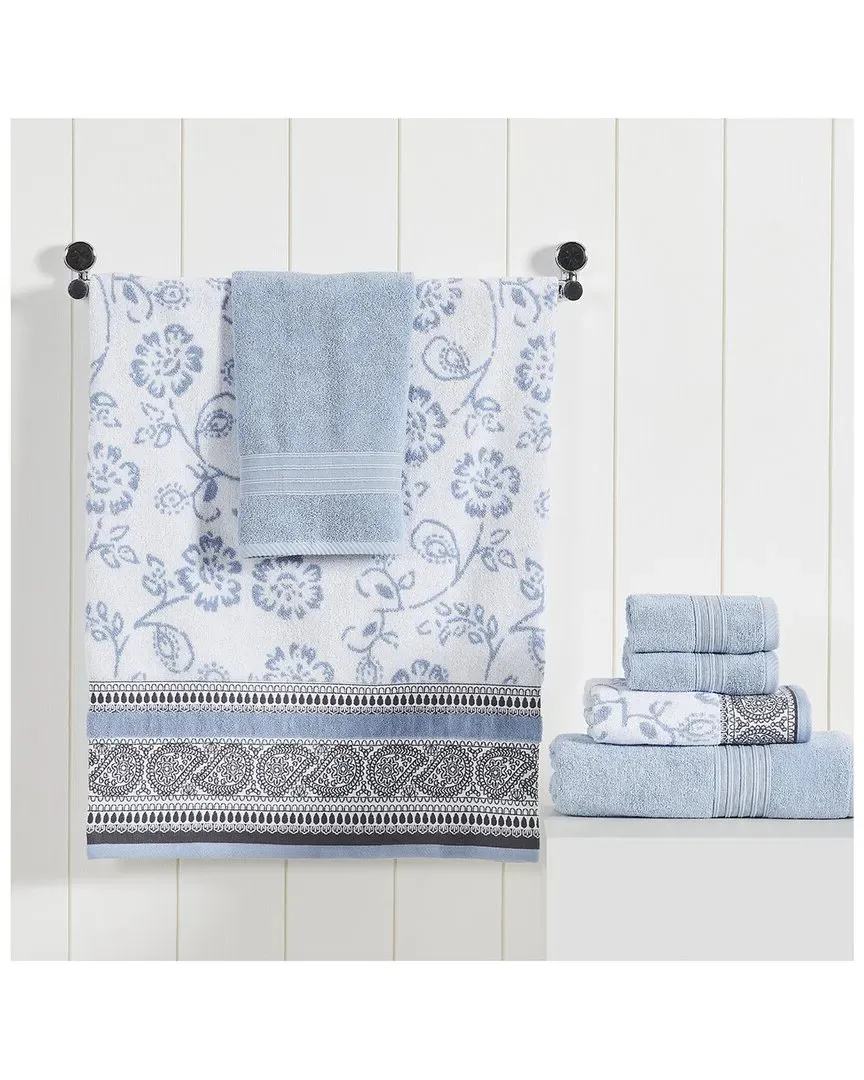 Ophelia 6pc Jacquard Towel Set - Blue, Cotton image