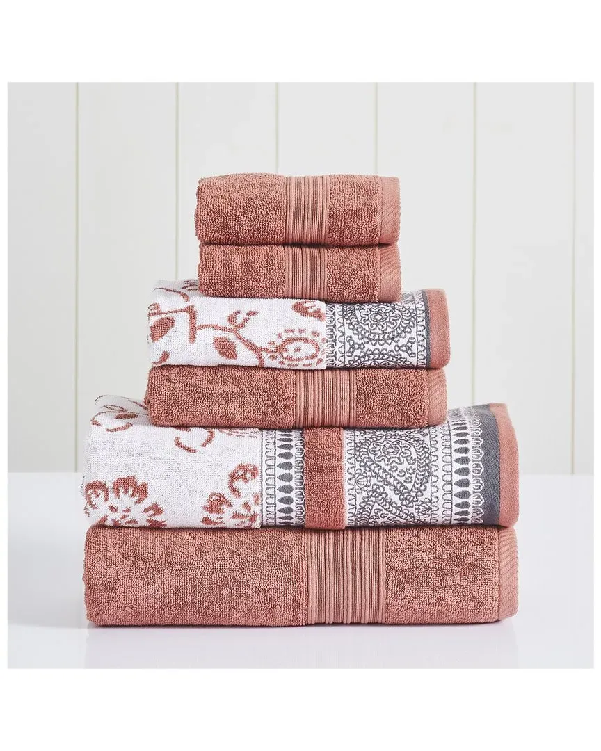 Ophelia 6pc Jacquard Towel Set - Clay, Cotton