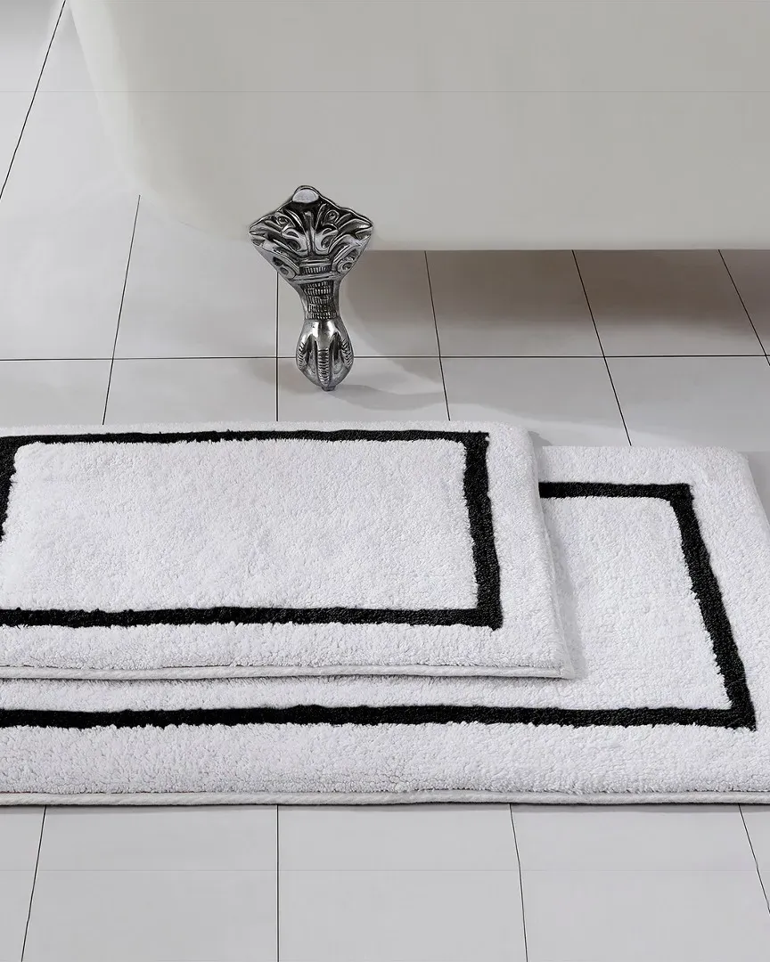 Reversible Contrast Stripe Bath Mat Set - Black image