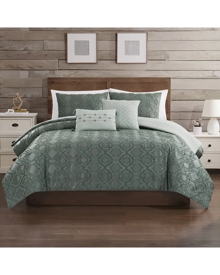Samson Jacquard Comforter Set - Green, Microfiber