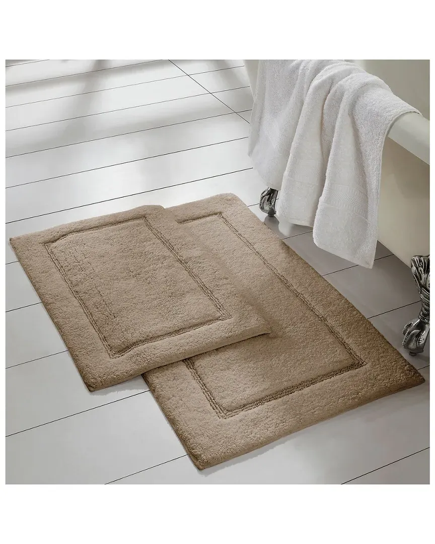 Solid Loop Bath Mat Set with Non-Slip Backing - Taupe, Cotton