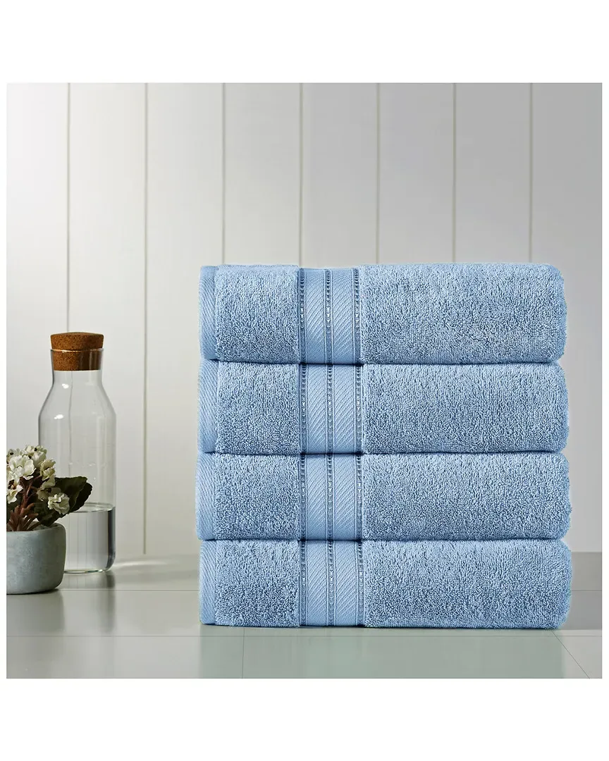 SpunLoft Set of 4 Bath Towels - Blue, Cotton image