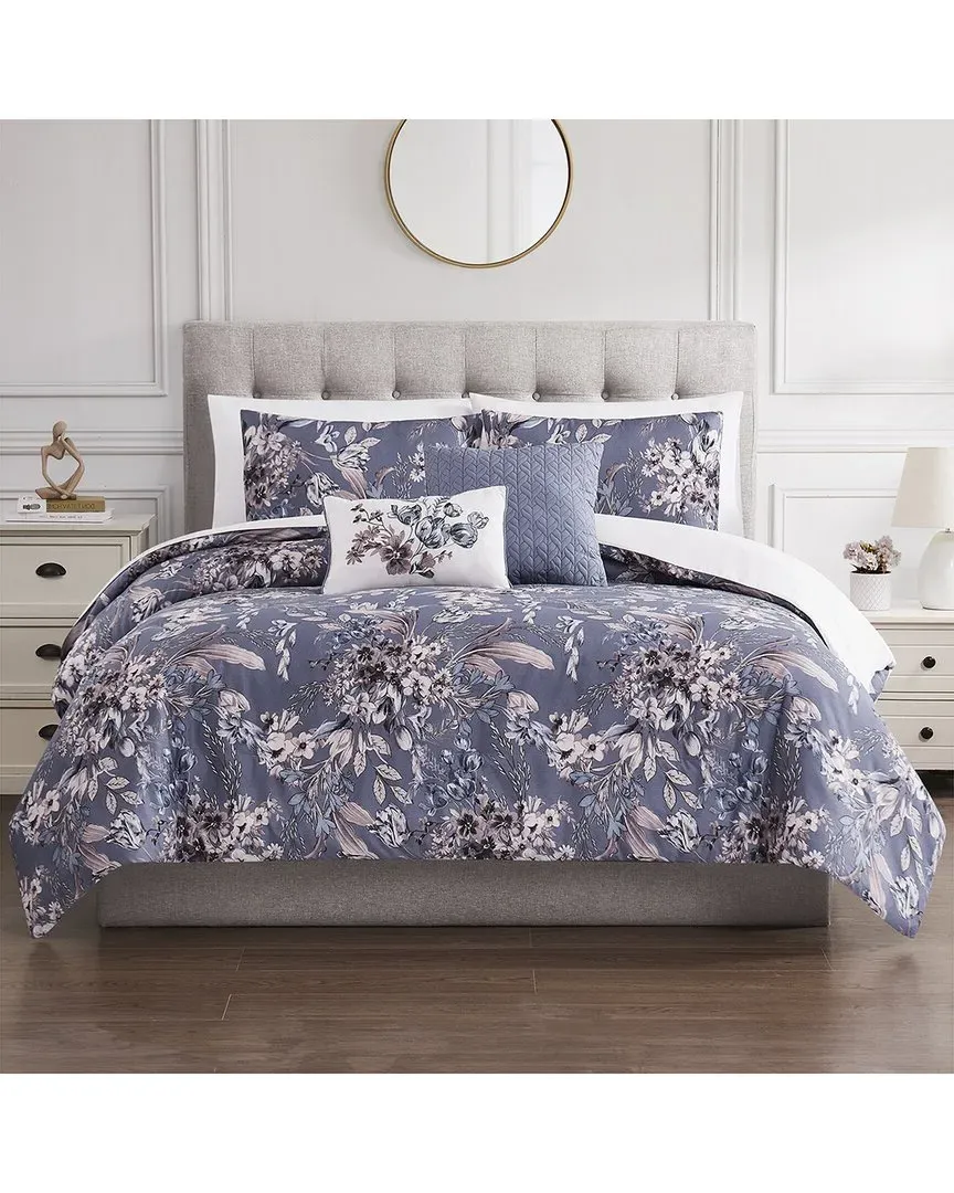 Thea 5-Piece Comforter Set - Navy, Microfiber image