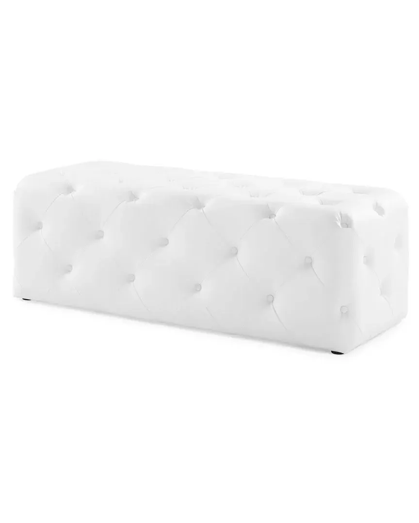 Amour 48in Tufted Button Entryway Bench - White, Faux Leather image