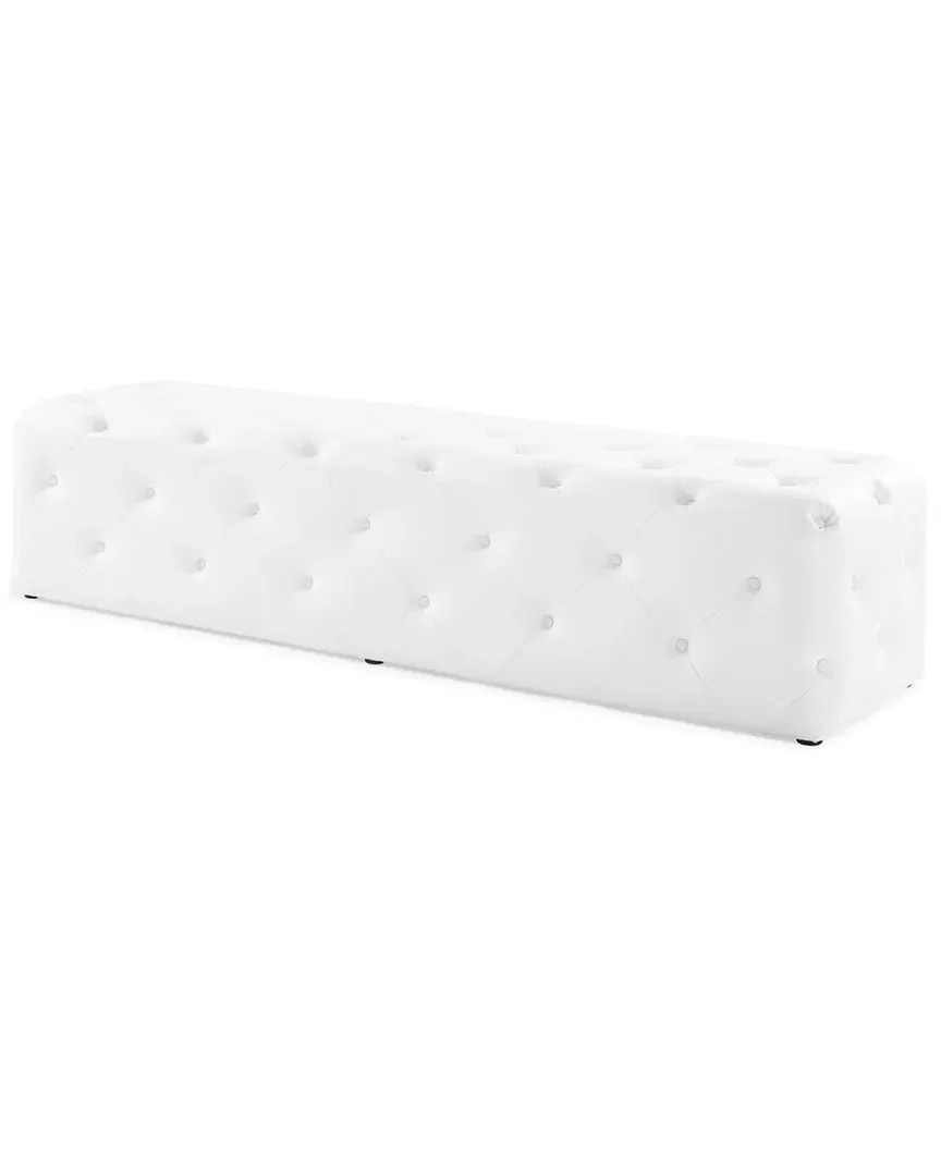 Amour 72in Tufted Button Entryway Bench - White, Faux Leather