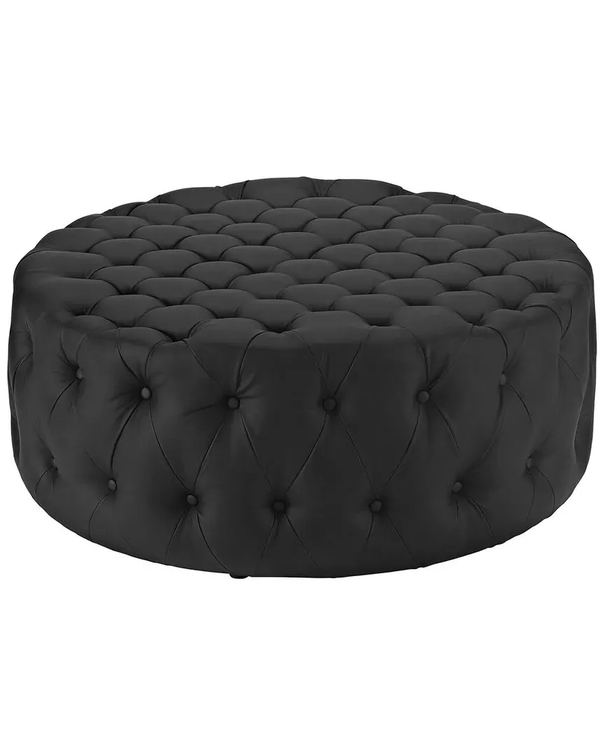 Amour Round Ottoman - Black, Vinyl image