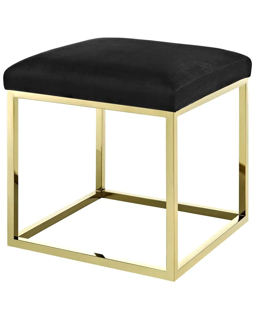 Anticipate Square Ottoman - Gold, Velvet image