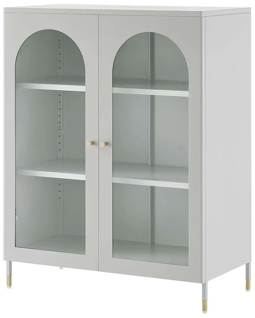 Archway Accent Cabinet with Glass Doors - Light Grey, Steel image