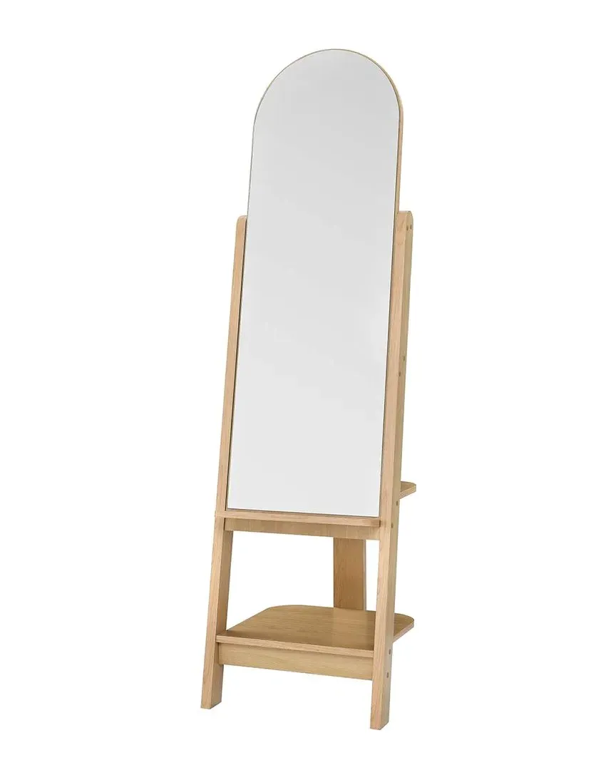 Ascend Standing Mirror with Storage - Oak image