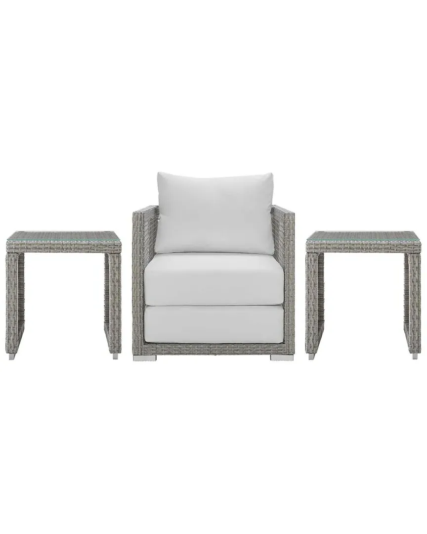 Aura 3-Piece Outdoor Patio Set - Grey, Wicker Rattan image