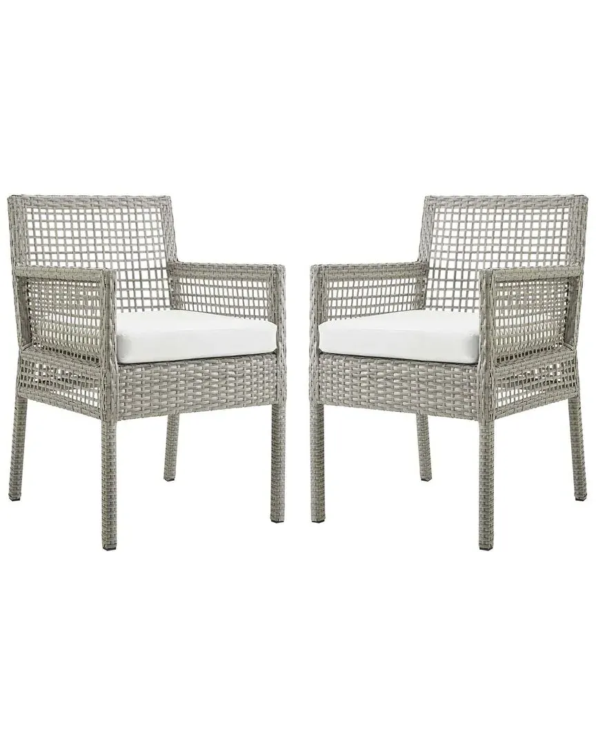 Aura Dining Armchair Set of 2 - Grey, Wicker Rattan image