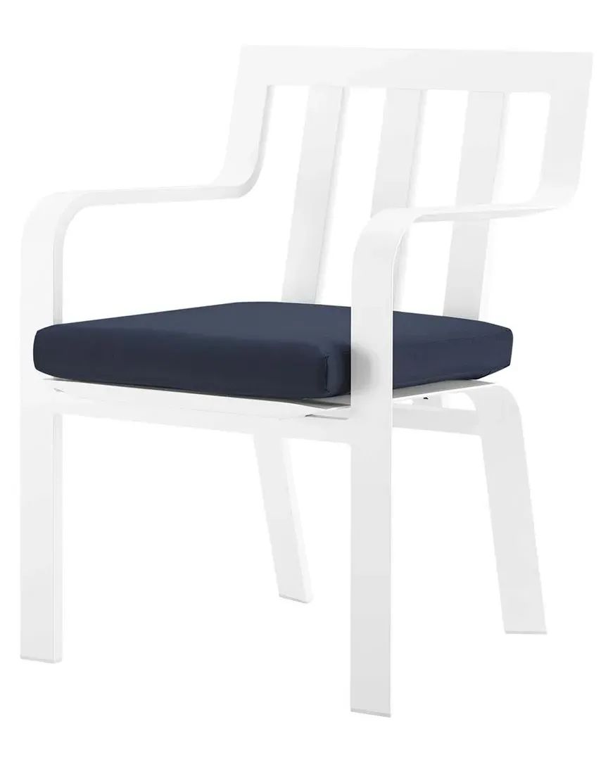 Baxley Stackable Outdoor Dining Armchair - White Navy, Aluminum