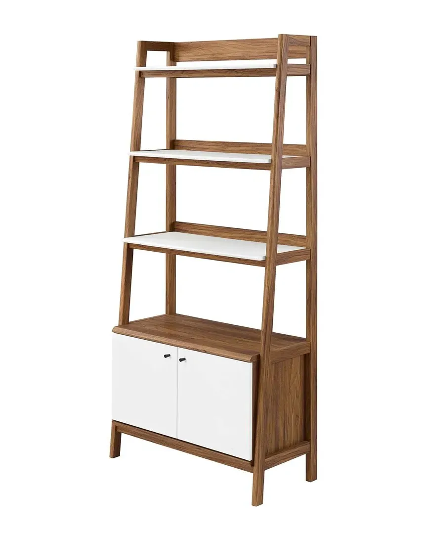 Bixby 33in Bookshelf with Storage - White, Walnut