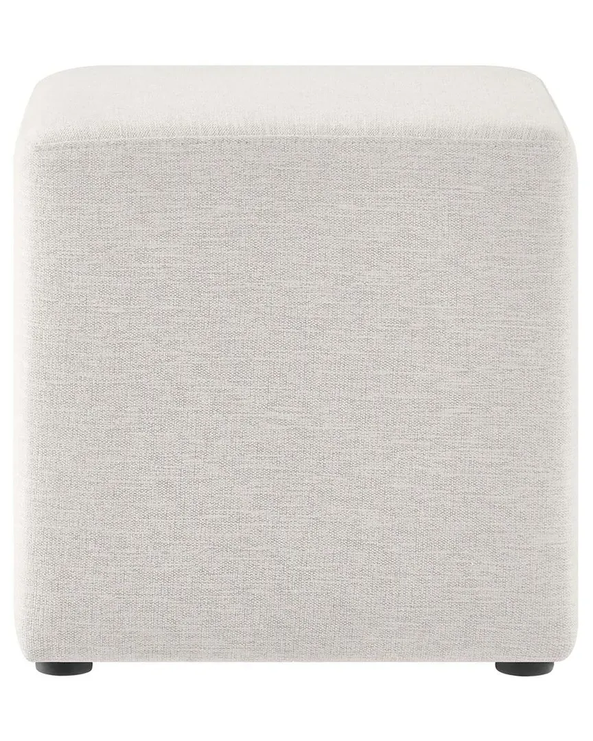 Callum 17" Square Ottoman - White, Heathered Fabric
