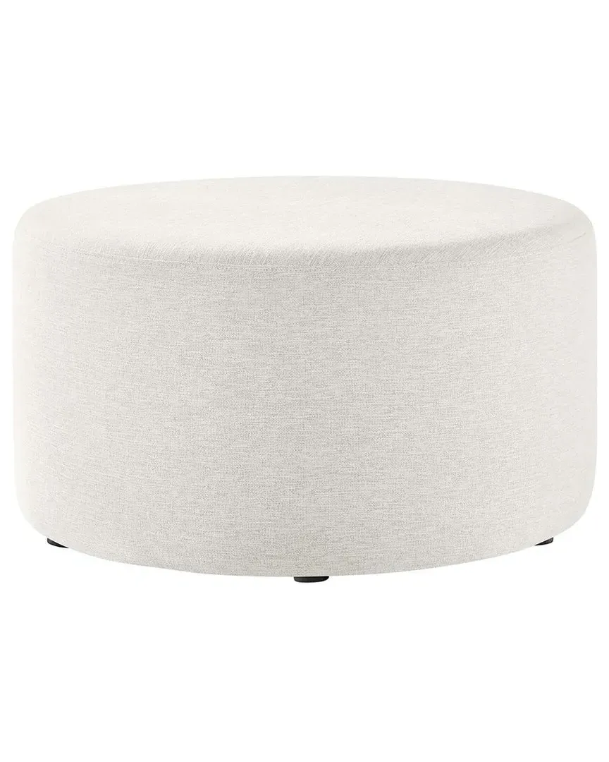 Callum 29" Round Ottoman - White, Heathered Weave