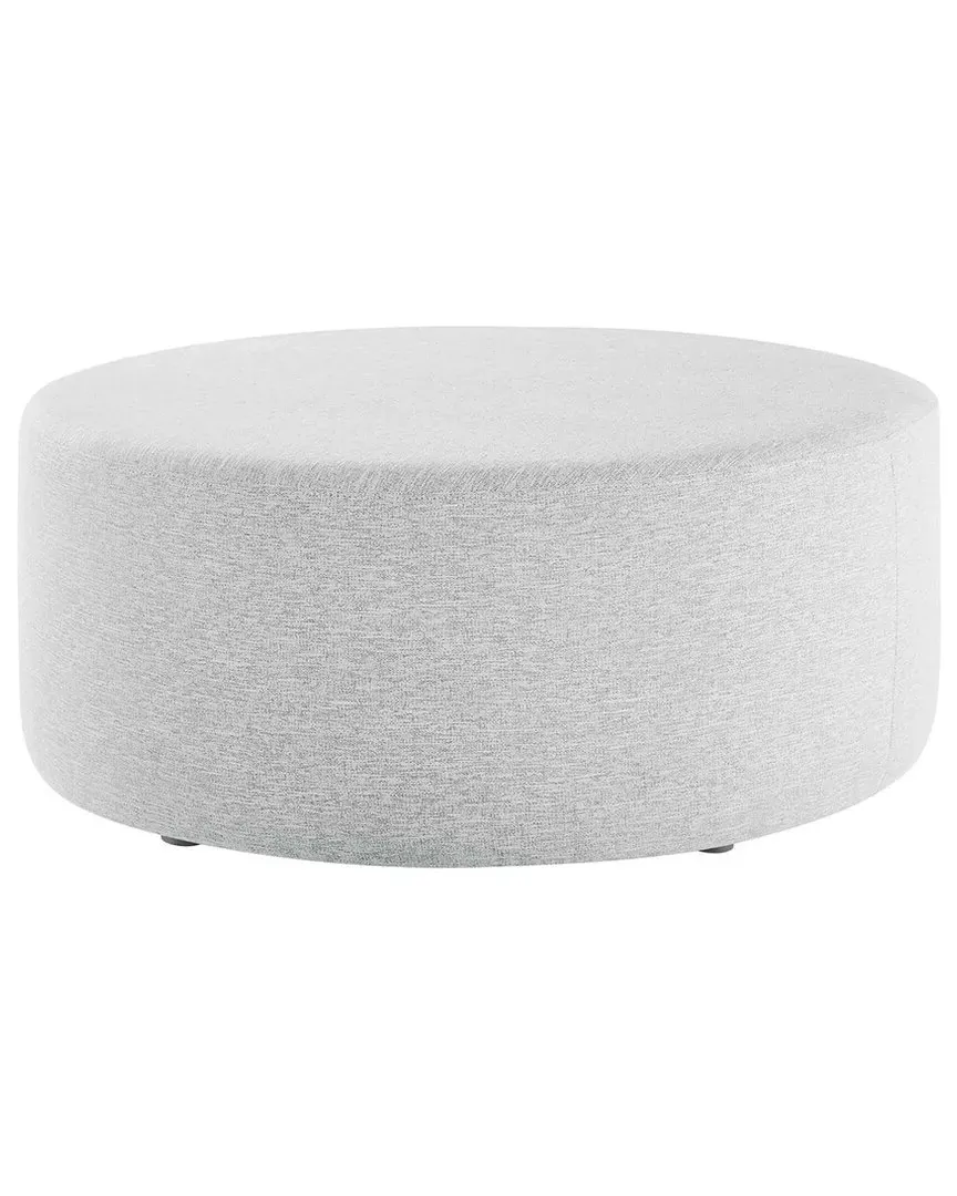 Callum 38" Round Ottoman - Light Grey, Heathered Weave
