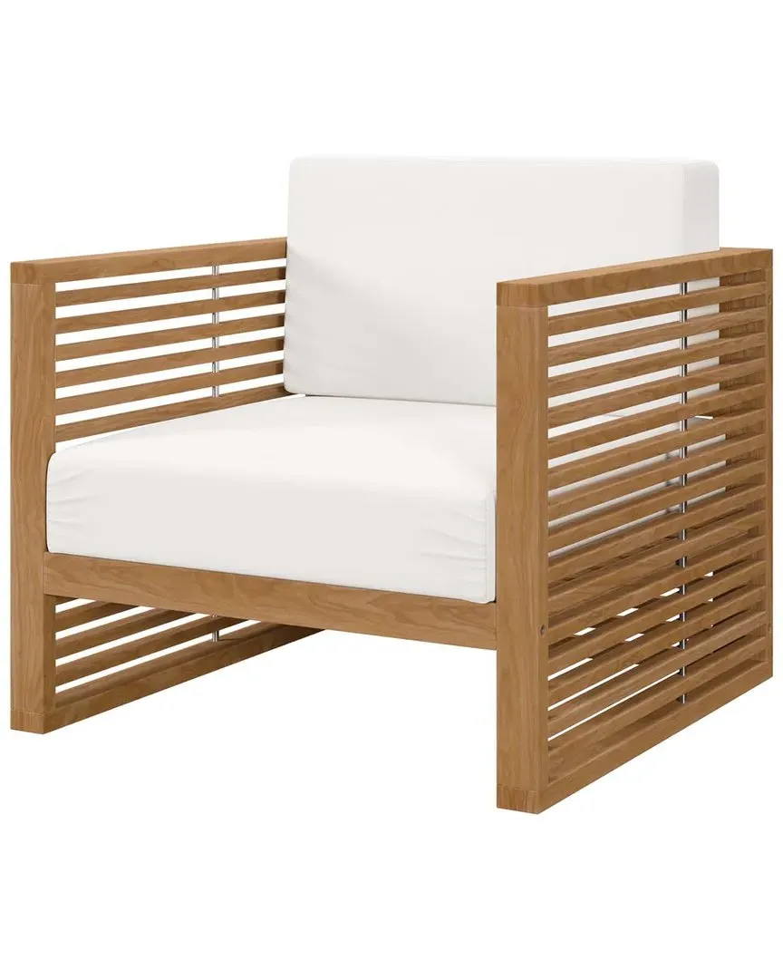Carlsbad Outdoor Patio Armchair - White, Teak