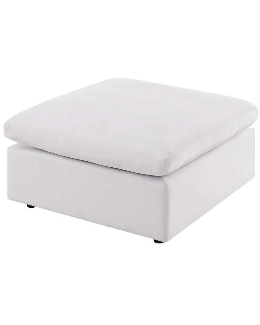 Commix Overstuffed Outdoor Patio Ottoman - White