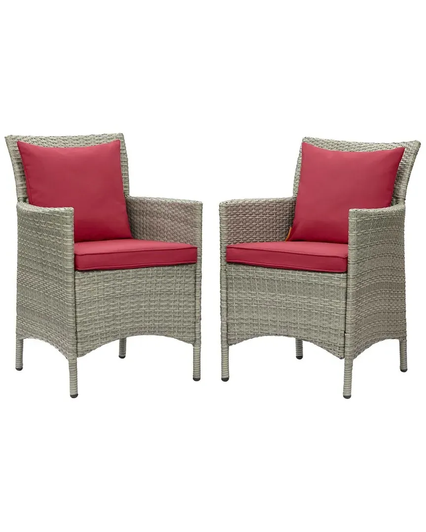 Conduit Outdoor Patio Dining Armchair Set of 2 - Grey, Wicker Rattan
