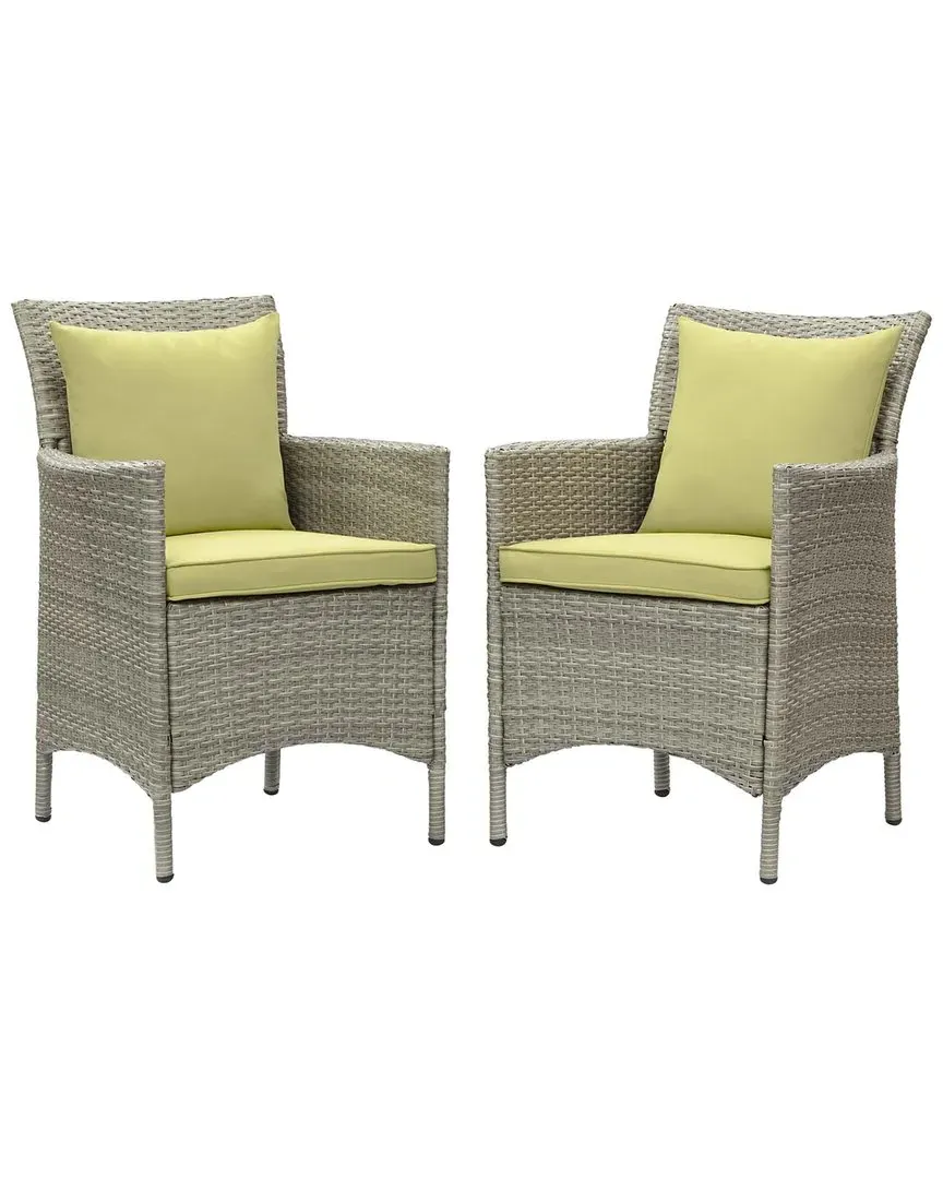 Conduit Outdoor Patio Dining Armchair Set of 2 - Grey, Wicker Rattan