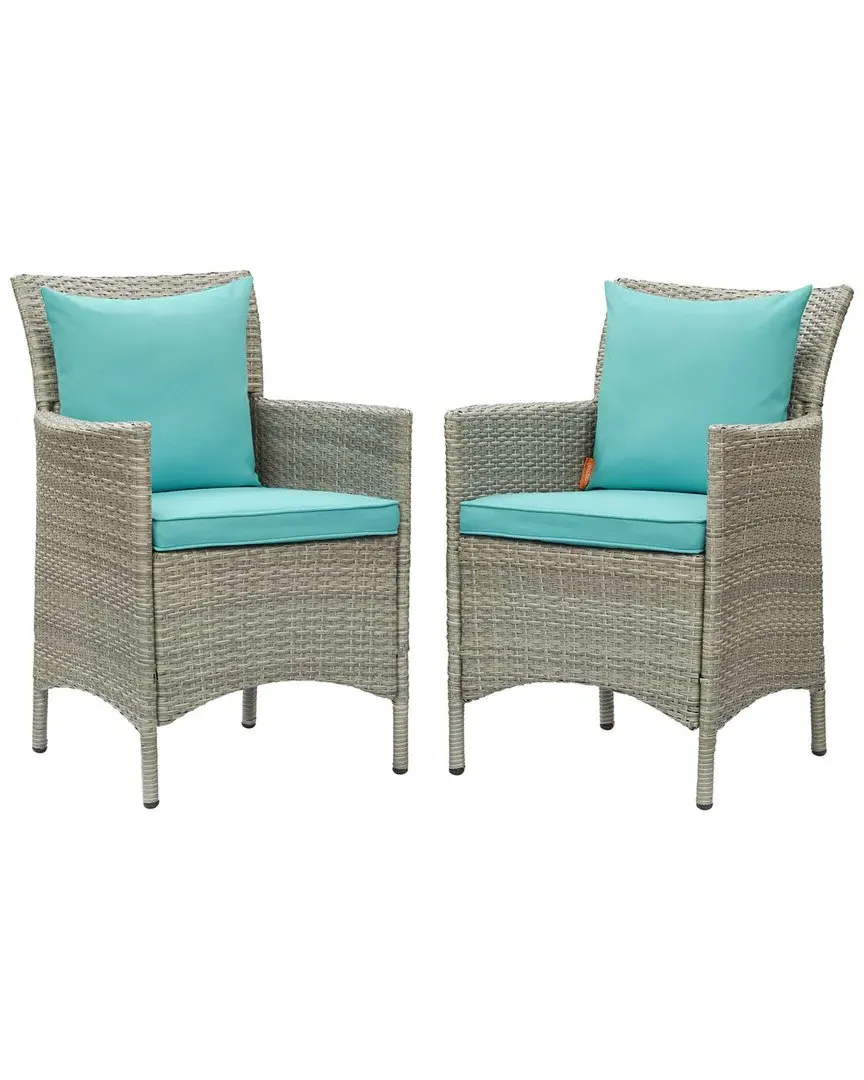 Conduit Set of 2 Outdoor Dining Armchairs - Grey, Wicker Rattan