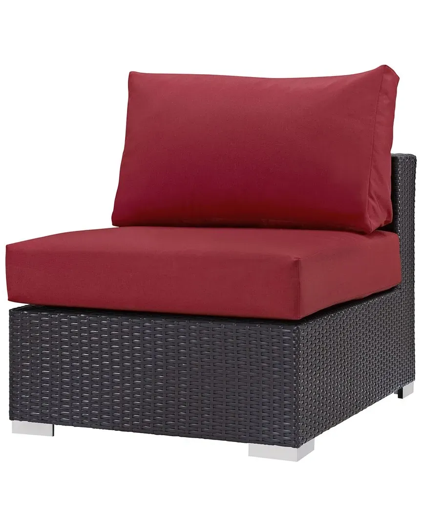 Convene Outdoor Patio Armless Chair - Red, Rattan