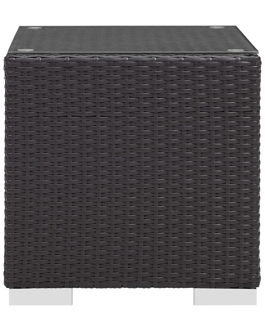 Convene Outdoor Patio Side Table - Espresso, Synthetic Rattan image