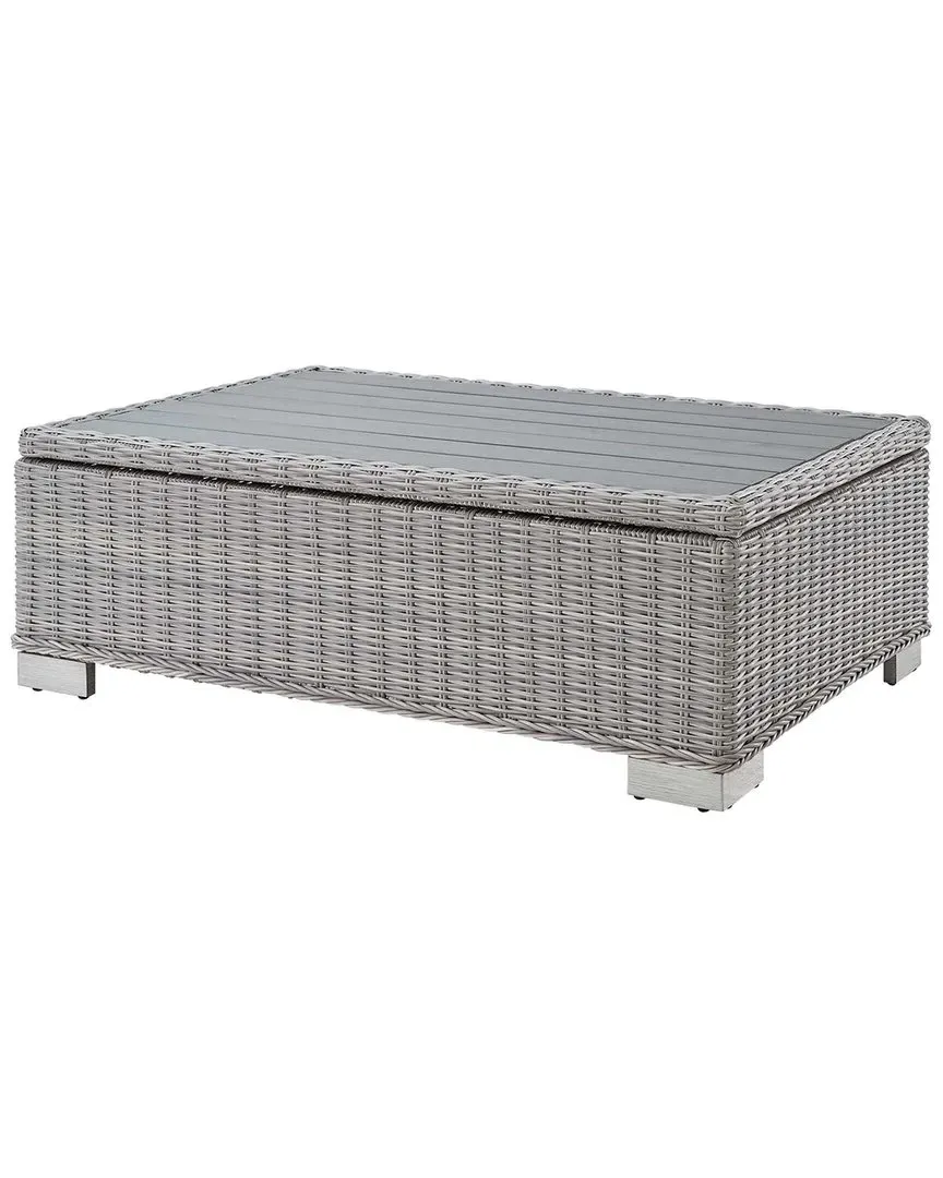 Conway 45" Outdoor Coffee Table - Grey, Wicker Rattan