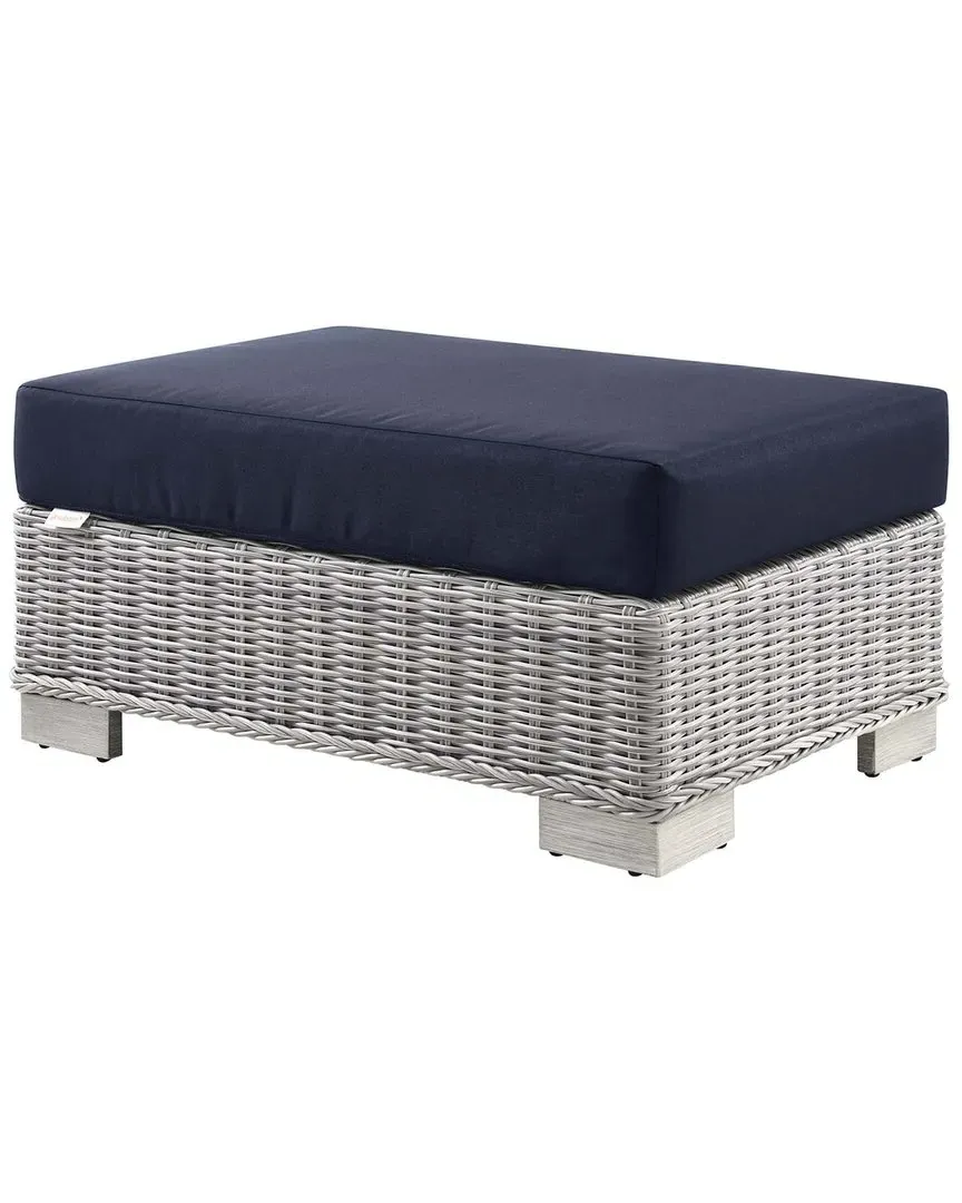 Conway Outdoor Ottoman - Grey, Wicker Rattan image