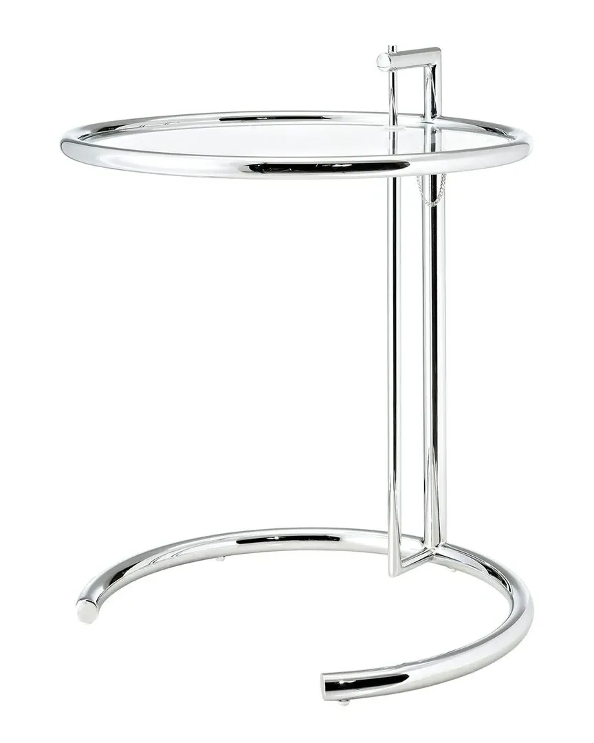 Eileen Height Adjustable End Table - Chrome, Glass image