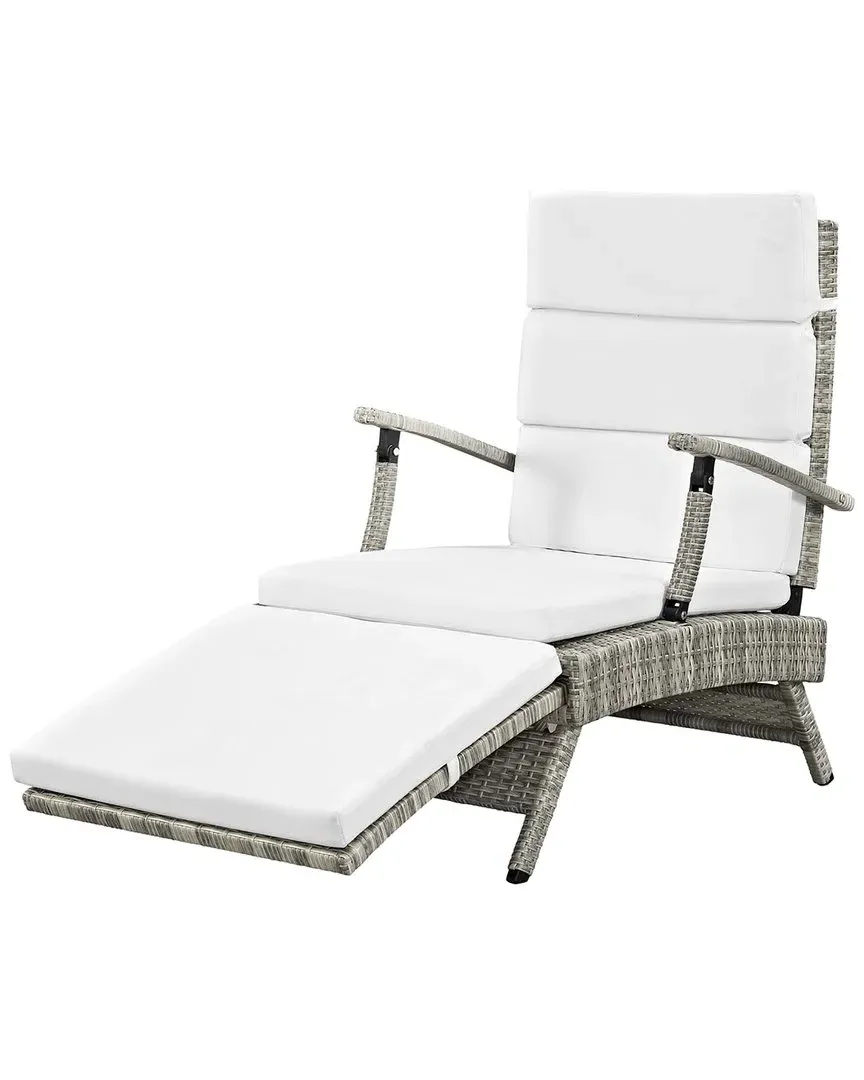 Envisage Outdoor Chaise Lounge Chair - White Light Gray, Rattan image