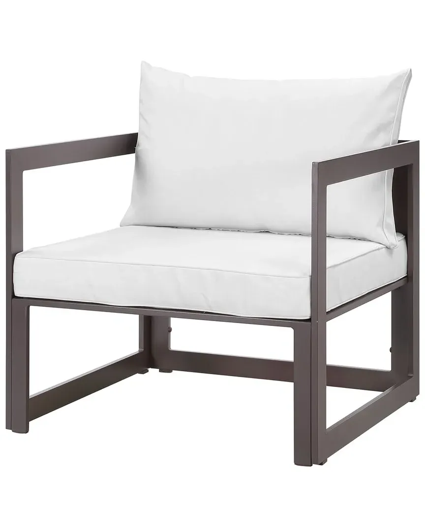 Fortuna Outdoor Patio Armchair - White Brown, Aluminum