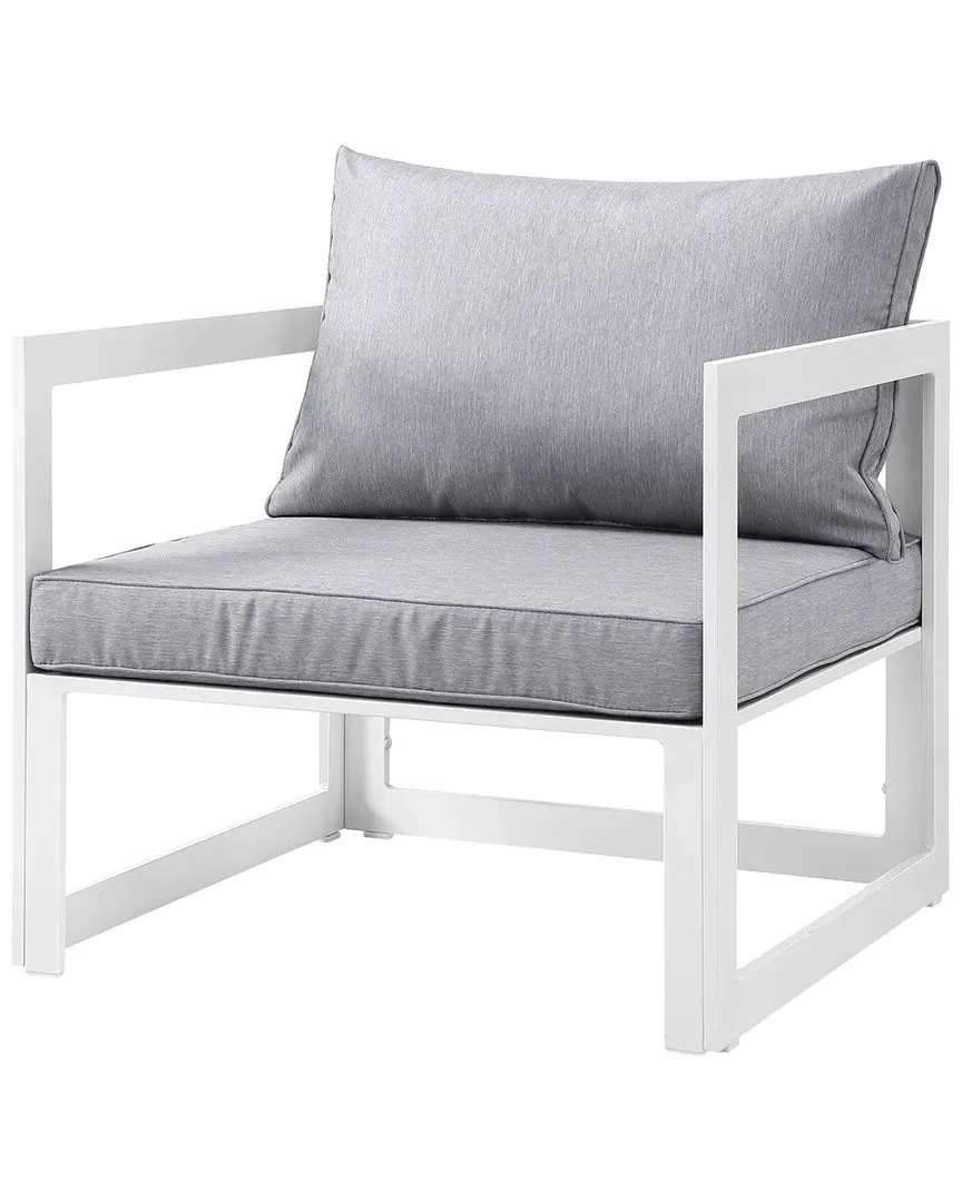 Fortuna Outdoor Patio Armchair - White Grey, Aluminum