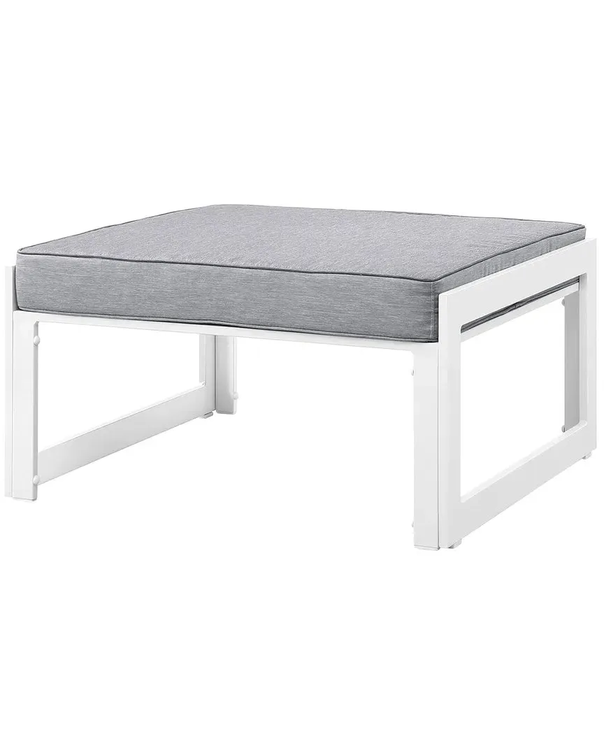 Fortuna Outdoor Patio Ottoman - White Grey, Aluminum