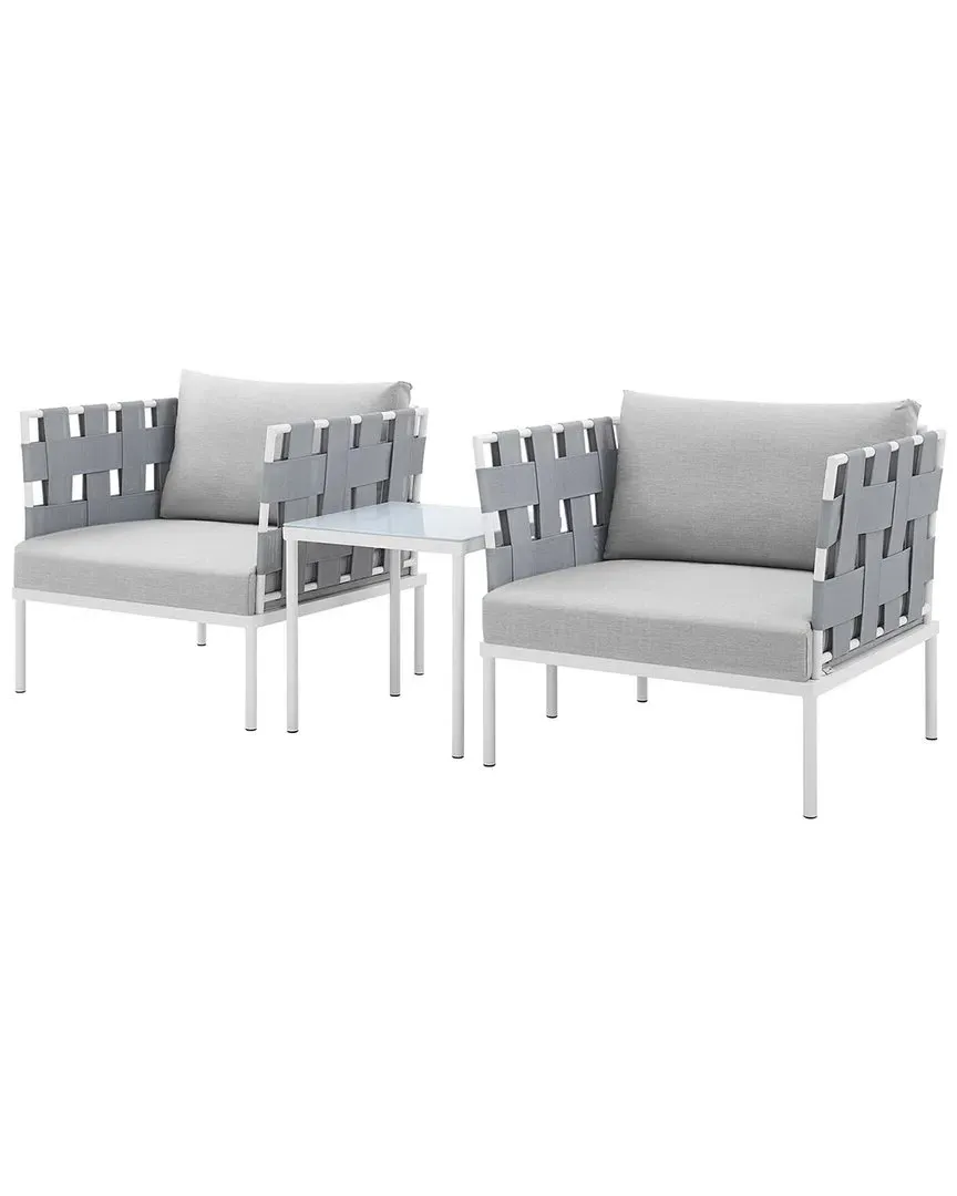 Harmony 3pc Sunbrella Seating Set - Grey, Aluminum