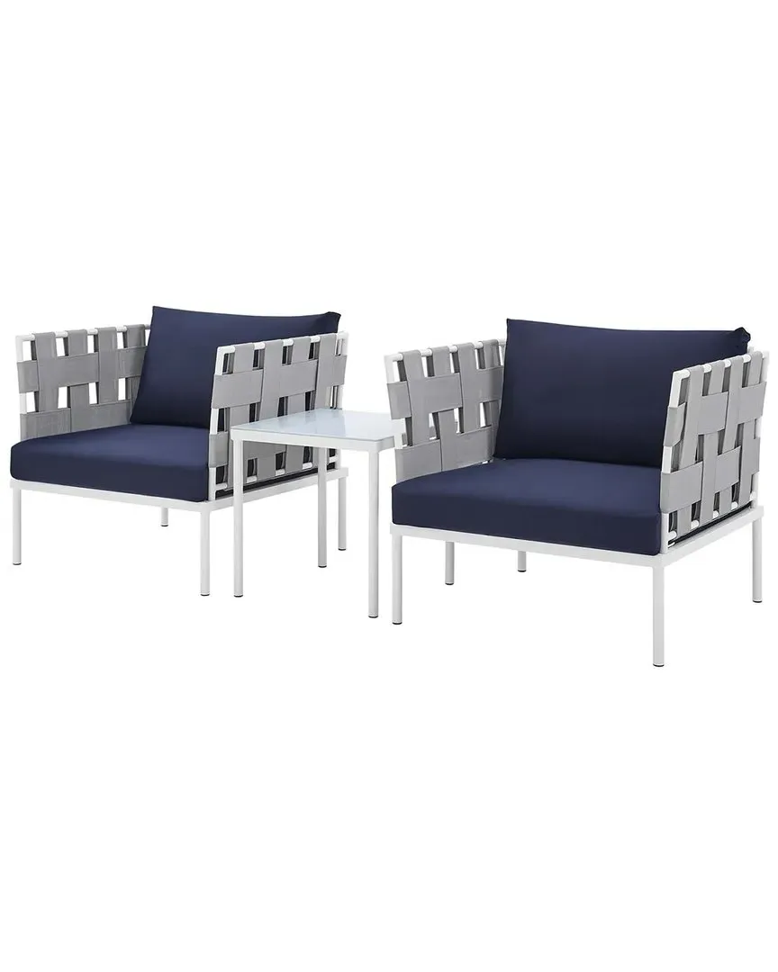 Harmony 3pc Sunbrella Seating Set - Grey, Aluminum