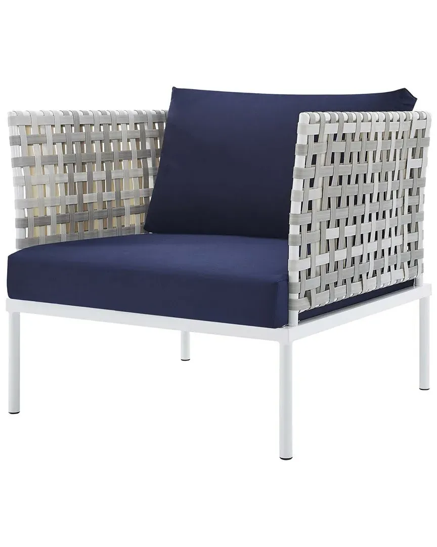 Harmony Sunbrella Basket Weave Armchair - Blue, Aluminum