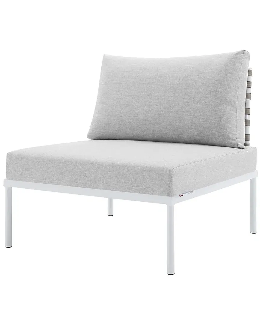 Harmony Sunbrella Basket Weave Armless Chair - Brown, Aluminum